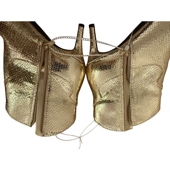 🟢Brand New Guess WGWirla Metallic Gold Closed Pointed Side Zip Ankle Boots 7 - Picture 6 of 12